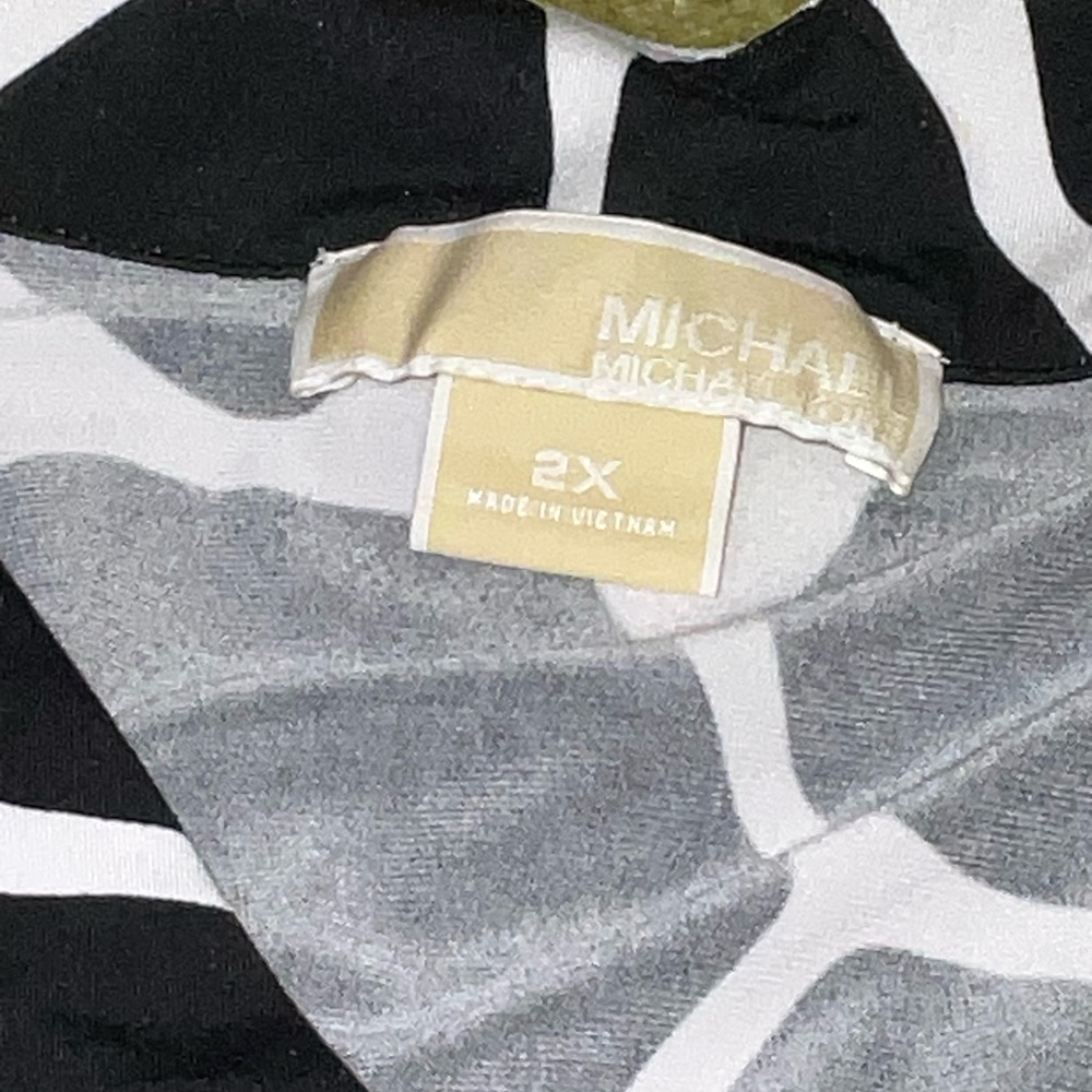 Michael Kors Giraffe Print Faux Wrap Dress 2X NWOT Black White SS26 Trend summer - Picture 8 of 9